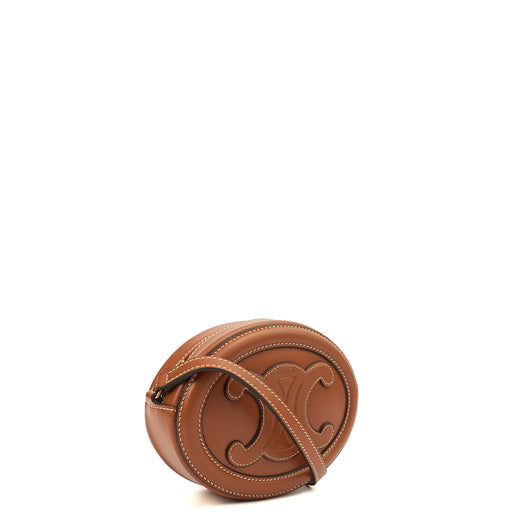 Picture of Celine Cross Body Triomphe Oval Crossbody in Brown, Box Calfskin