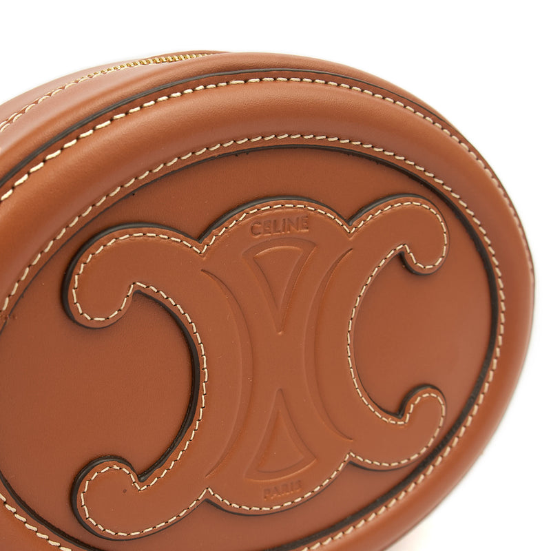 Picture of Celine Cross Body Triomphe Oval Crossbody in Brown, Box Calfskin