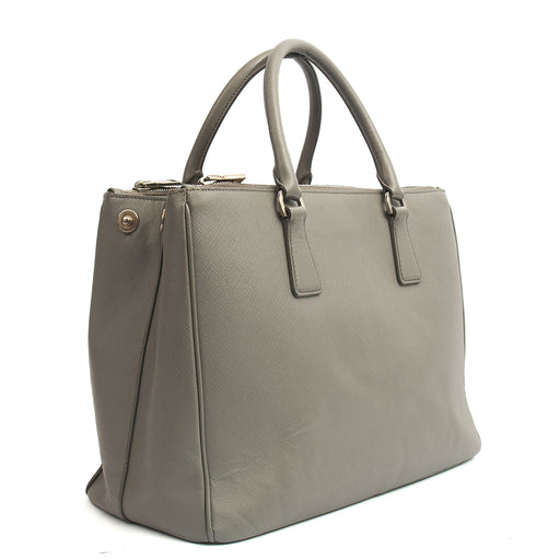 Picture of Prada Tote Galleria - Medium Double Zip Tote in Grey, Saffiano Leather