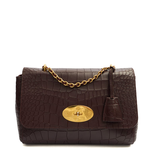 Picture of Mulberry Cross Body Lily - Large in Oxblood, Exotic Effect Leather