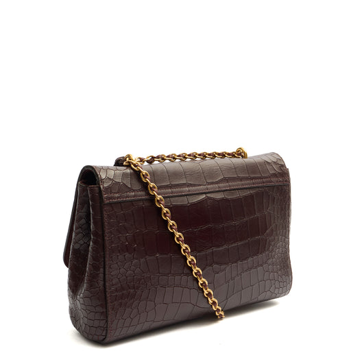 Picture of Mulberry Cross Body Lily - Large in Oxblood, Exotic Effect Leather