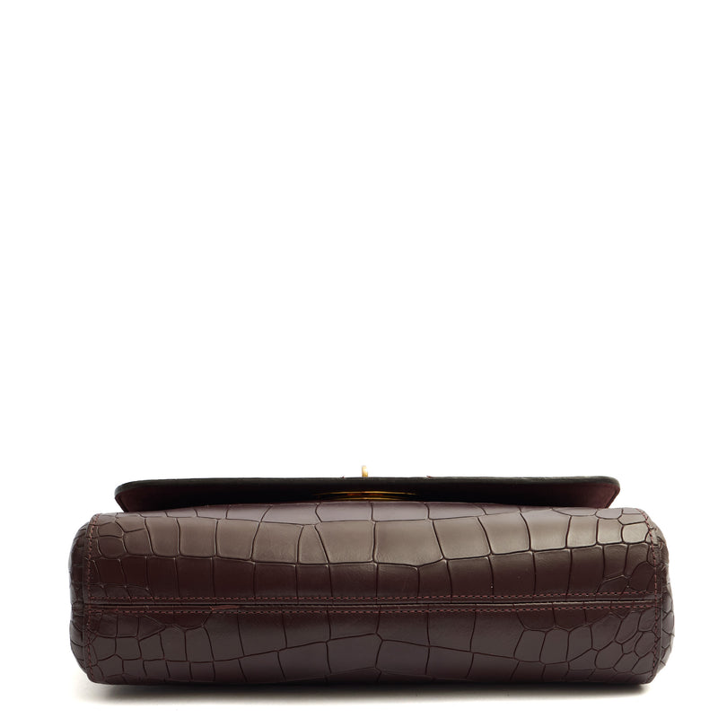 Picture of Mulberry Cross Body Lily - Large in Oxblood, Exotic Effect Leather