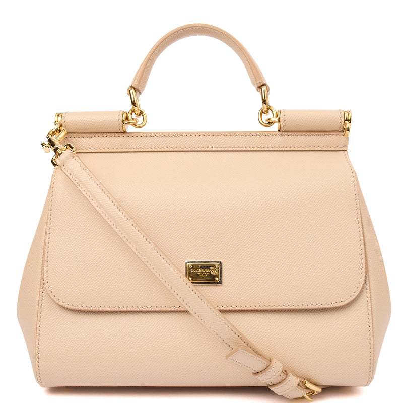 Picture of Dolce & Gabbana Top Handle Sicily in Cream, Leather