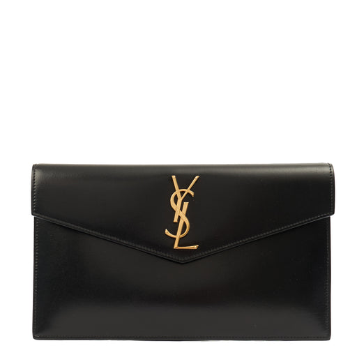 Picture of Saint Laurent Clutch Uptown Pouch in Black, Calfskin Leather