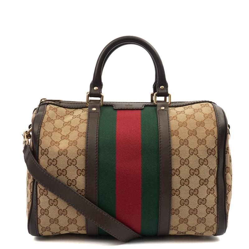 Picture of Gucci Tote Boston in Brown, GG Supreme Canvas