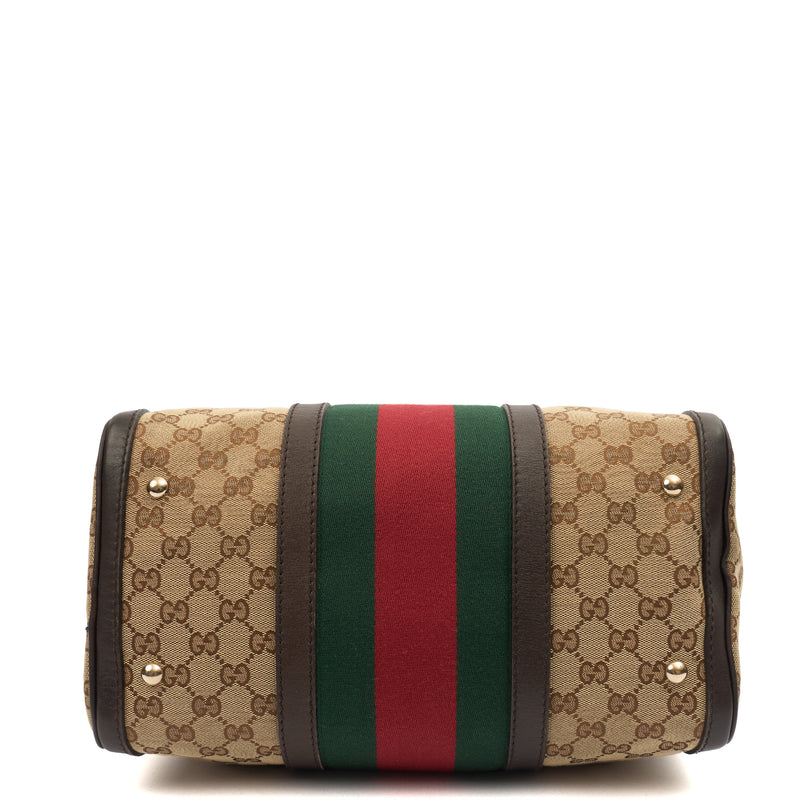 Picture of Gucci Tote Boston in Brown, GG Supreme Canvas