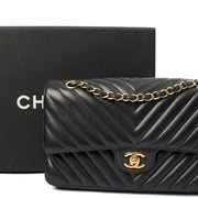 Picture of Chanel Shoulder Bag Chevron Flap Bag  in Black, Lambskin Leather