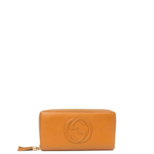 Picture of Gucci Wallet Soho Zip Around Wallet in Orange, Leather