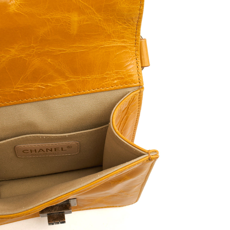 Picture of Chanel Top Handle Rita Dome in Yellow, Crinkled Calfskin Leather