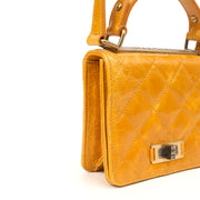 Picture of Chanel Top Handle Rita Dome in Yellow, Crinkled Calfskin Leather