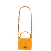 Picture of Chanel Top Handle Rita Dome in Yellow, Crinkled Calfskin Leather