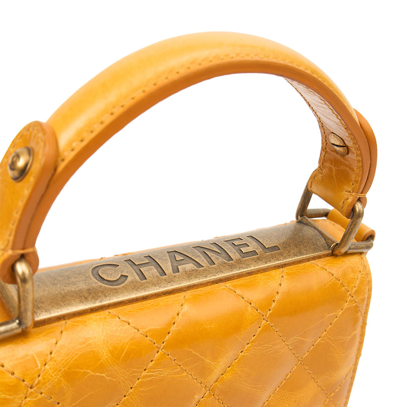Picture of Chanel Top Handle Rita Dome in Yellow, Crinkled Calfskin Leather