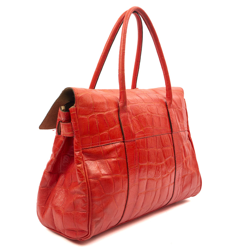 Picture of Mulberry Tote Bayswater Heritage in Red, Exotic Effect Leather