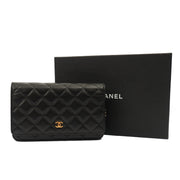 Picture of Chanel Cross Body Wallet on Chain in Black, Lambskin Leather
