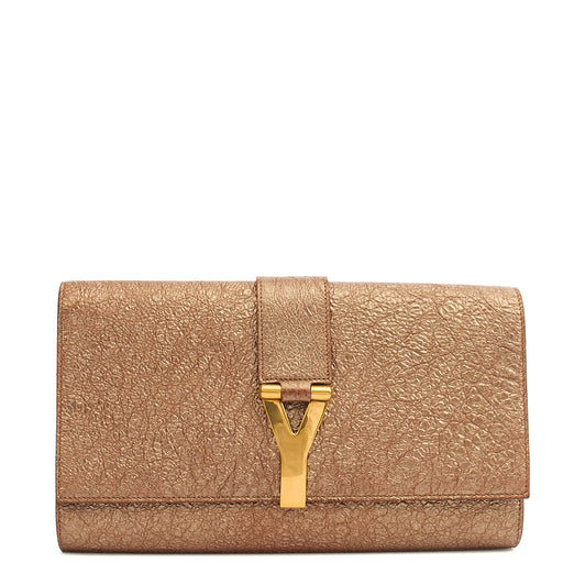 Picture of Saint Laurent Clutch Y Ligne Clutch  in Metallic, Calfskin Leather
