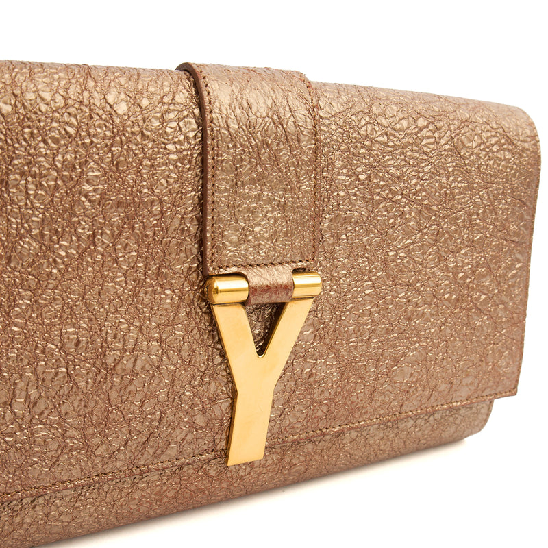 Picture of Saint Laurent Clutch Y Ligne Clutch  in Metallic, Calfskin Leather