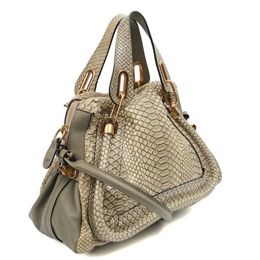 Picture of Chloe Tote Paraty - Medium  in Grey, Exotic Effect Leather