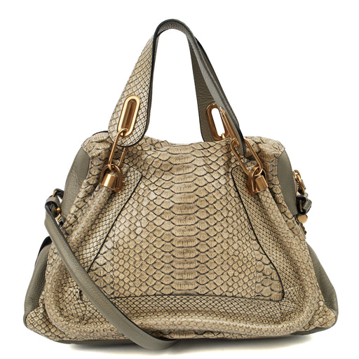Picture of Chloe Tote Paraty - Medium  in Grey, Exotic Effect Leather