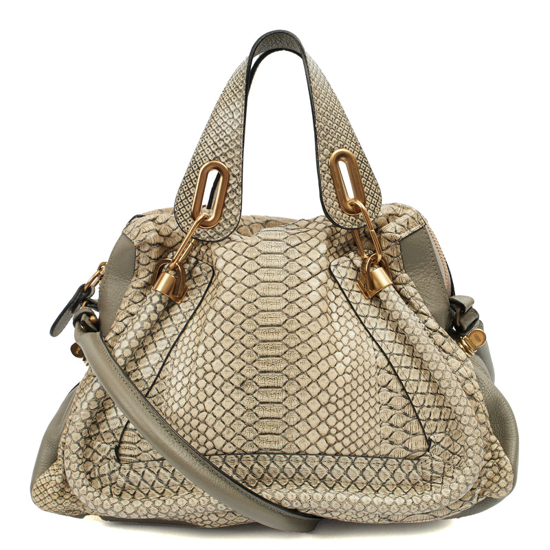 Picture of Chloe Tote Paraty - Medium  in Grey, Exotic Effect Leather