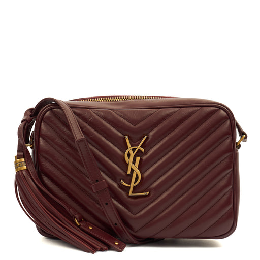 Picture of Saint Laurent Cross Body Lou Camera in Rouge Legion, Calfskin Leather