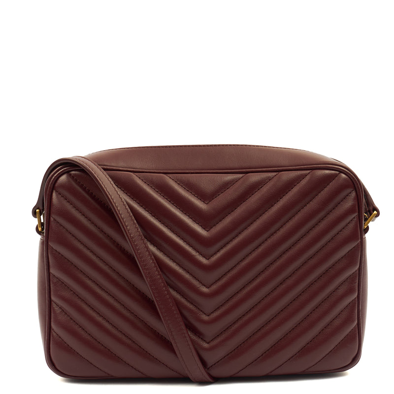 Picture of Saint Laurent Cross Body Lou Camera in Rouge Legion, Calfskin Leather