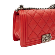 Picture of Chanel Shoulder Bag Boy - Medium in Red, Calfskin Leather