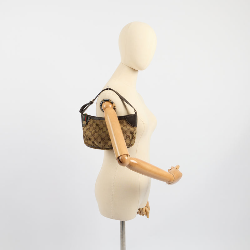 Gucci Mini Bag Pochette in Brown, GG Canvas