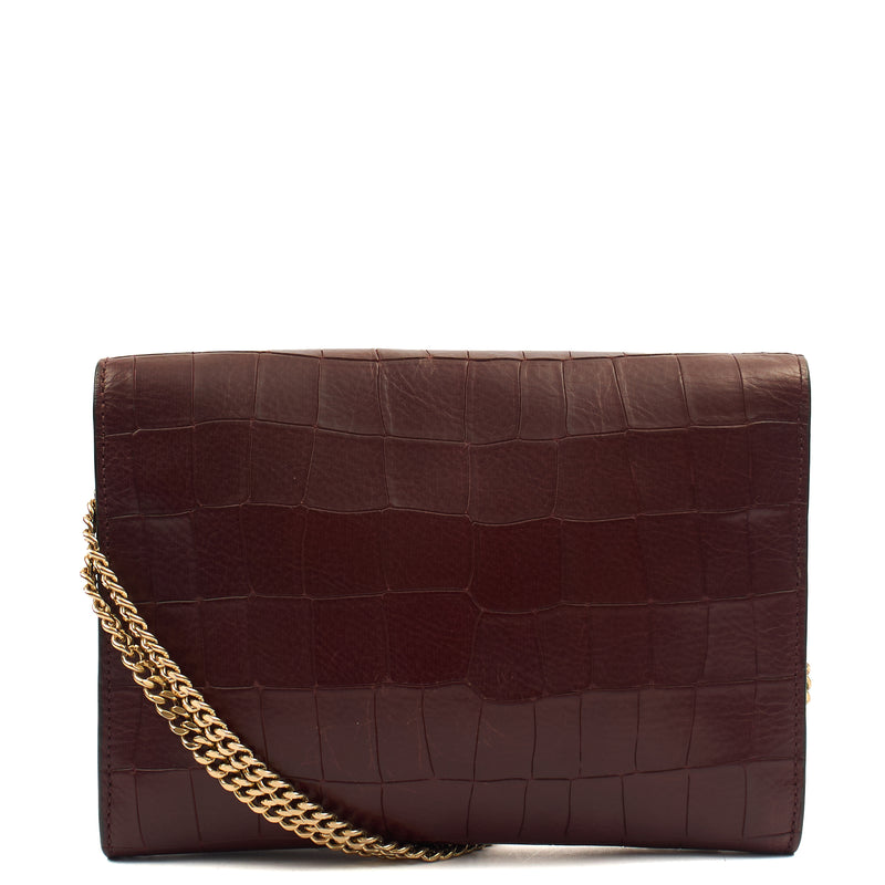 Picture of Mulberry Shoulder Bag Delphie in Oxblood, Exotic Effect Leather