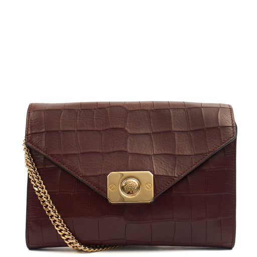 Picture of Mulberry Shoulder Bag Delphie in Oxblood, Exotic Effect Leather