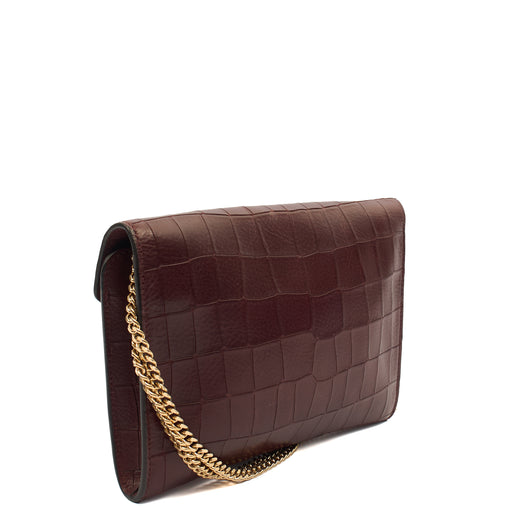 Picture of Mulberry Shoulder Bag Delphie in Oxblood, Exotic Effect Leather