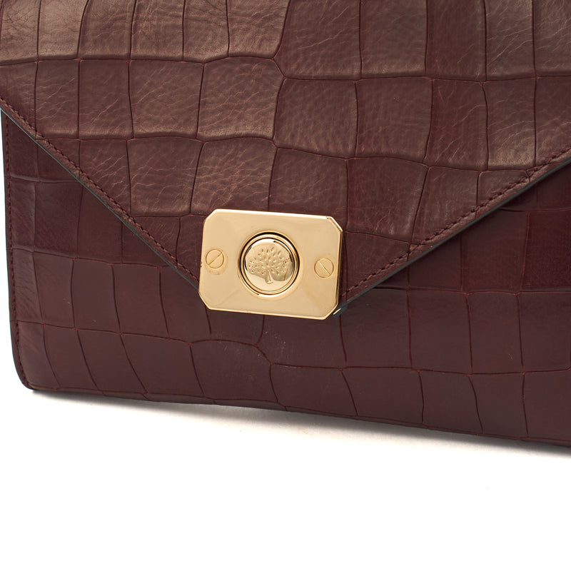 Picture of Mulberry Shoulder Bag Delphie in Oxblood, Exotic Effect Leather