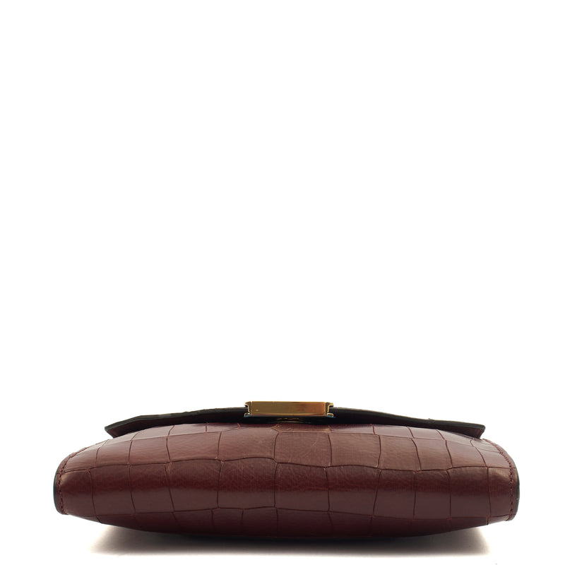 Picture of Mulberry Shoulder Bag Delphie in Oxblood, Exotic Effect Leather
