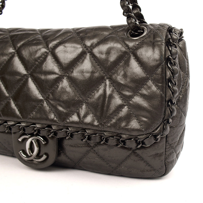 Picture of Chanel Shoulder Bag Flap Bag in Metallic, Calfskin Leather