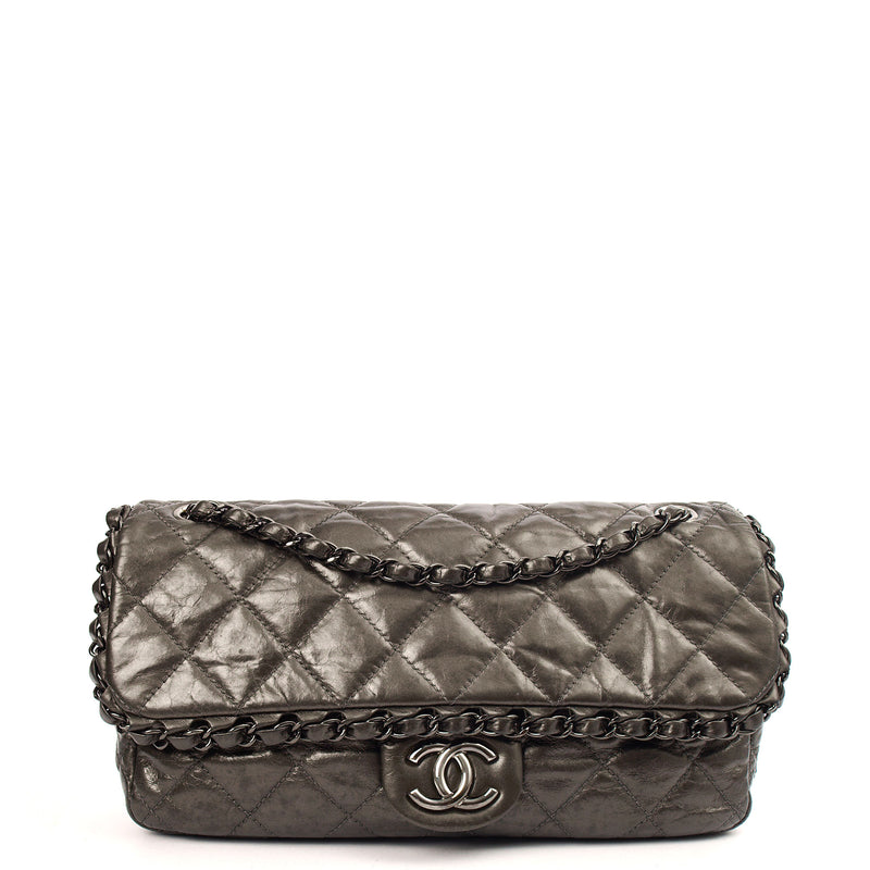 Picture of Chanel Shoulder Bag Flap Bag in Metallic, Calfskin Leather