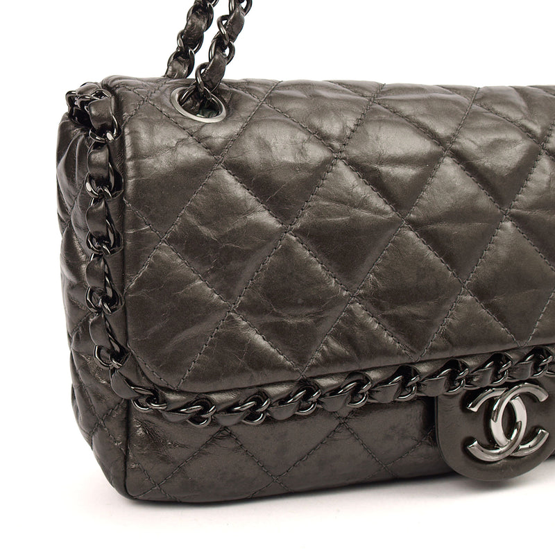 Picture of Chanel Shoulder Bag Flap Bag in Metallic, Calfskin Leather