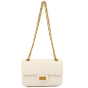 Picture of Chanel Cross Body Chevron Flap Bag  in White, Calfskin Leather