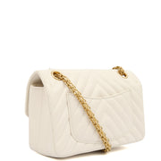 Picture of Chanel Cross Body Chevron Flap Bag  in White, Calfskin Leather