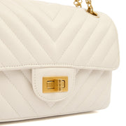 Picture of Chanel Cross Body Chevron Flap Bag  in White, Calfskin Leather