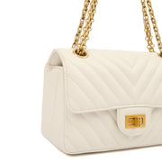 Picture of Chanel Cross Body Chevron Flap Bag  in White, Calfskin Leather