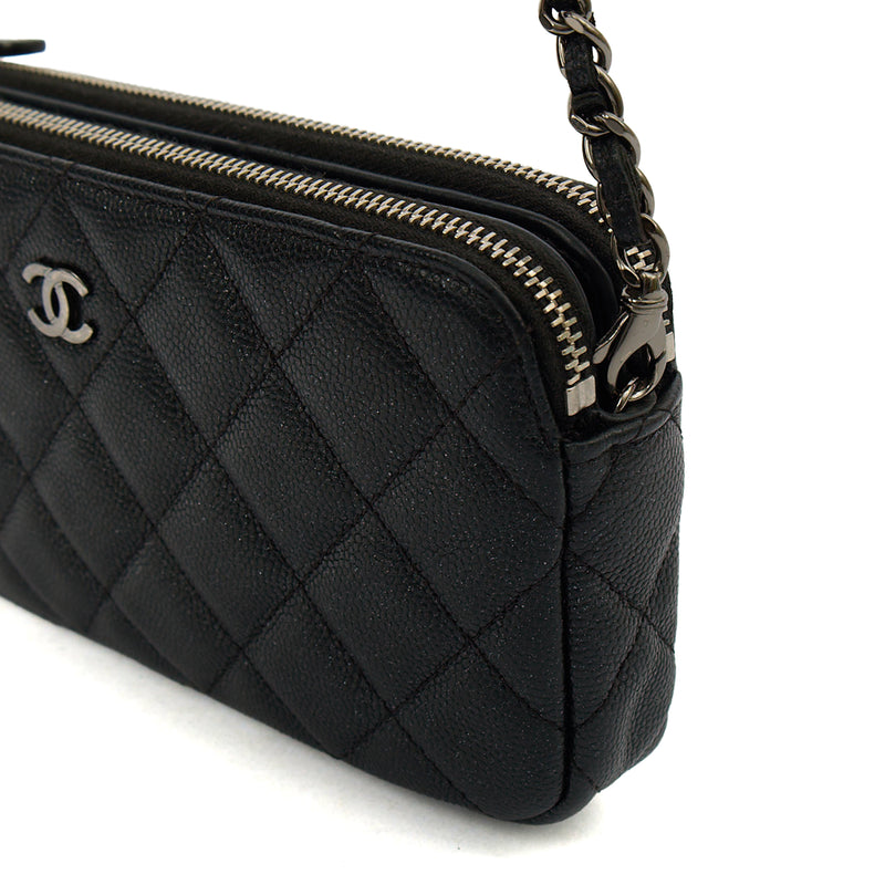 Picture of Chanel Cross Body Double Zip Crossbody in Black, Caviar Leather
