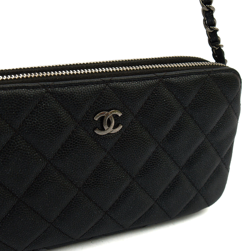 Picture of Chanel Cross Body Double Zip Crossbody in Black, Caviar Leather