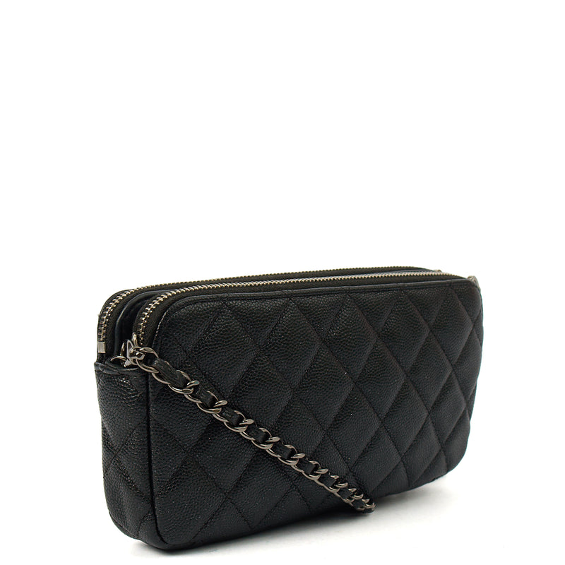 Picture of Chanel Cross Body Double Zip Crossbody in Black, Caviar Leather