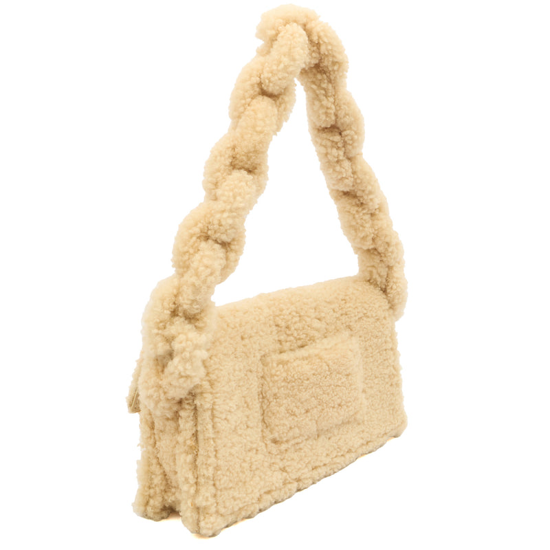Picture of Jacquemus Shoulder Bag Le Bambinou in Cream, Shearling