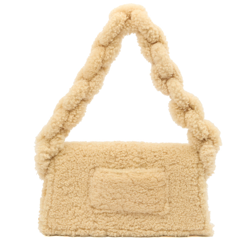 Picture of Jacquemus Shoulder Bag Le Bambinou in Cream, Shearling