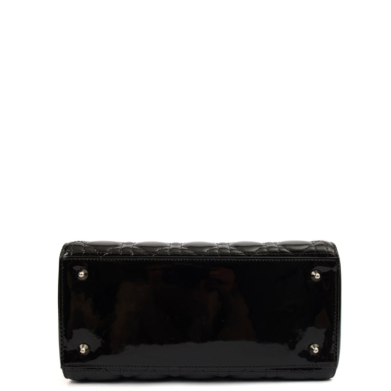 Picture of Christian Dior Top Handle Lady Dior - Medium in Black, Patent Leather