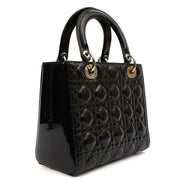 Picture of Christian Dior Top Handle Lady Dior - Medium in Black, Patent Leather