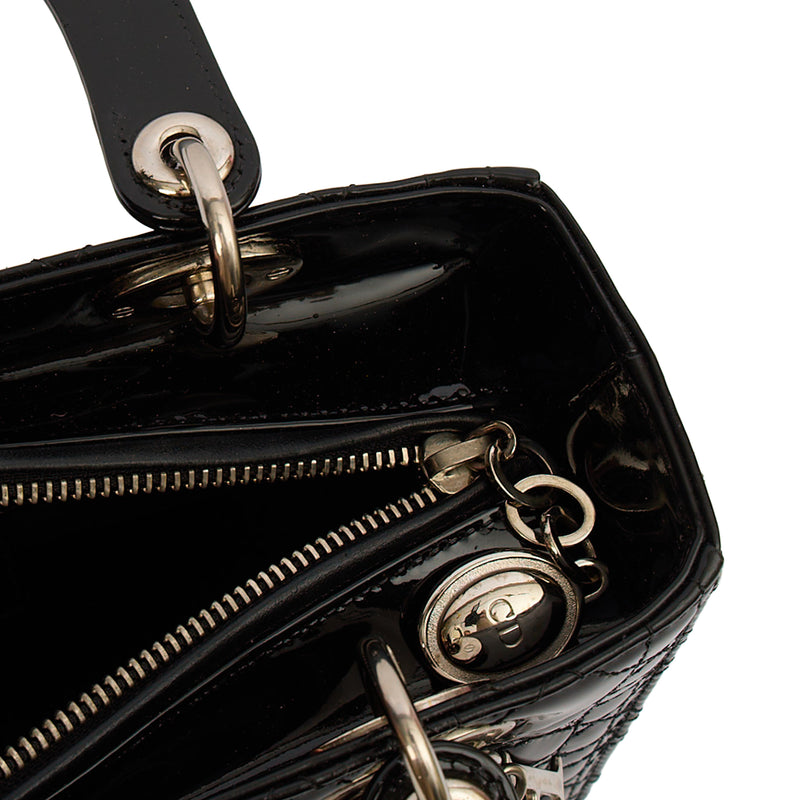 Picture of Christian Dior Top Handle Lady Dior - Medium in Black, Patent Leather