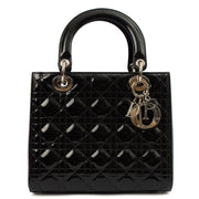 Picture of Christian Dior Top Handle Lady Dior - Medium in Black, Patent Leather