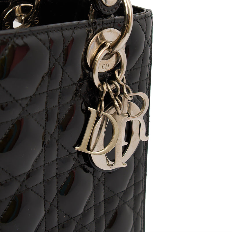 Picture of Christian Dior Top Handle Lady Dior - Medium in Black, Patent Leather