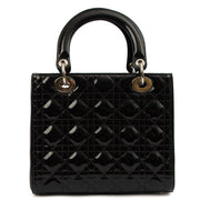 Picture of Christian Dior Top Handle Lady Dior - Medium in Black, Patent Leather